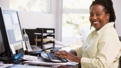 woman in home office