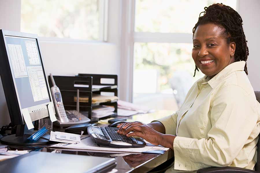 woman in home office