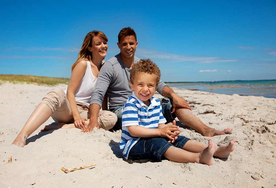 family on the beach