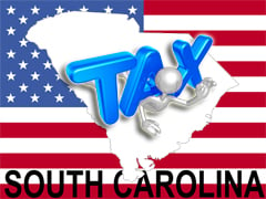 map of South Carolina on American flag illustration